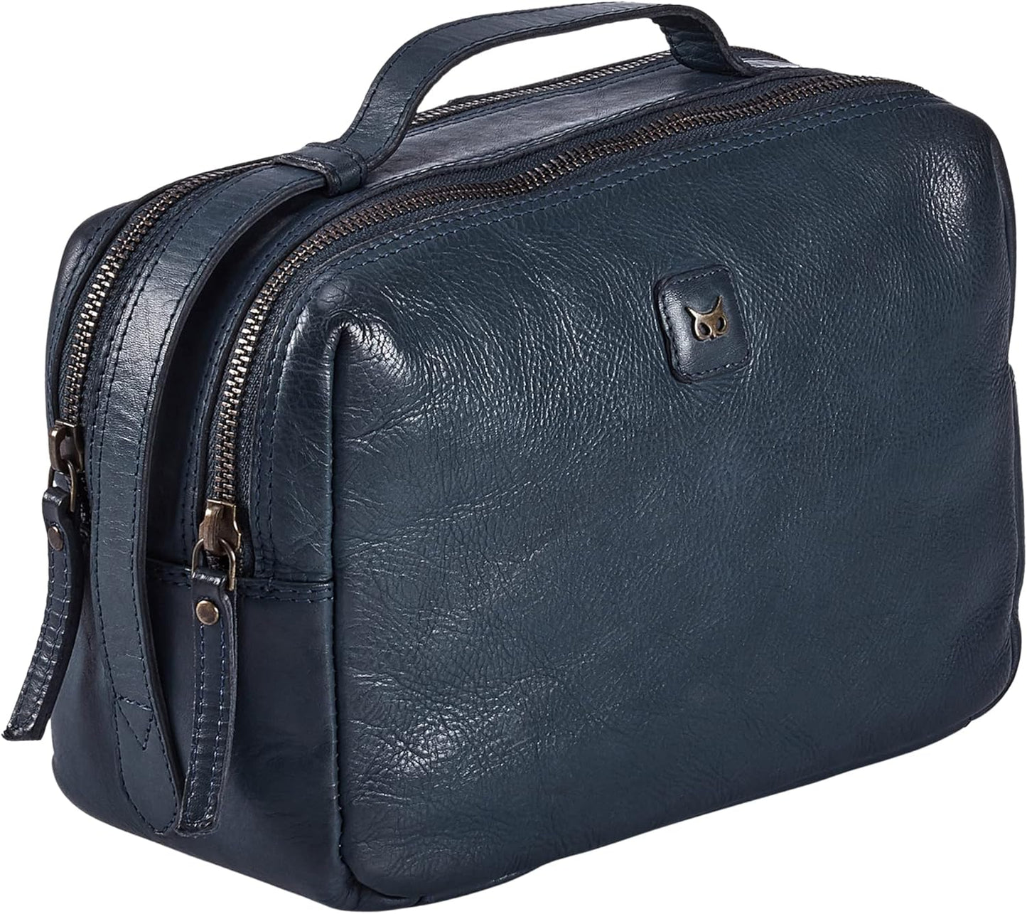 Real Leather Toiletry Bag Dopp Kit for Men Women Travel Shaving Pouch Organiser Double Compartment Cosmetic