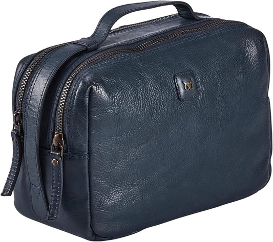 Real Leather Toiletry Bag Dopp Kit for Men Women Travel Shaving Pouch Organiser Double Compartment Cosmetic