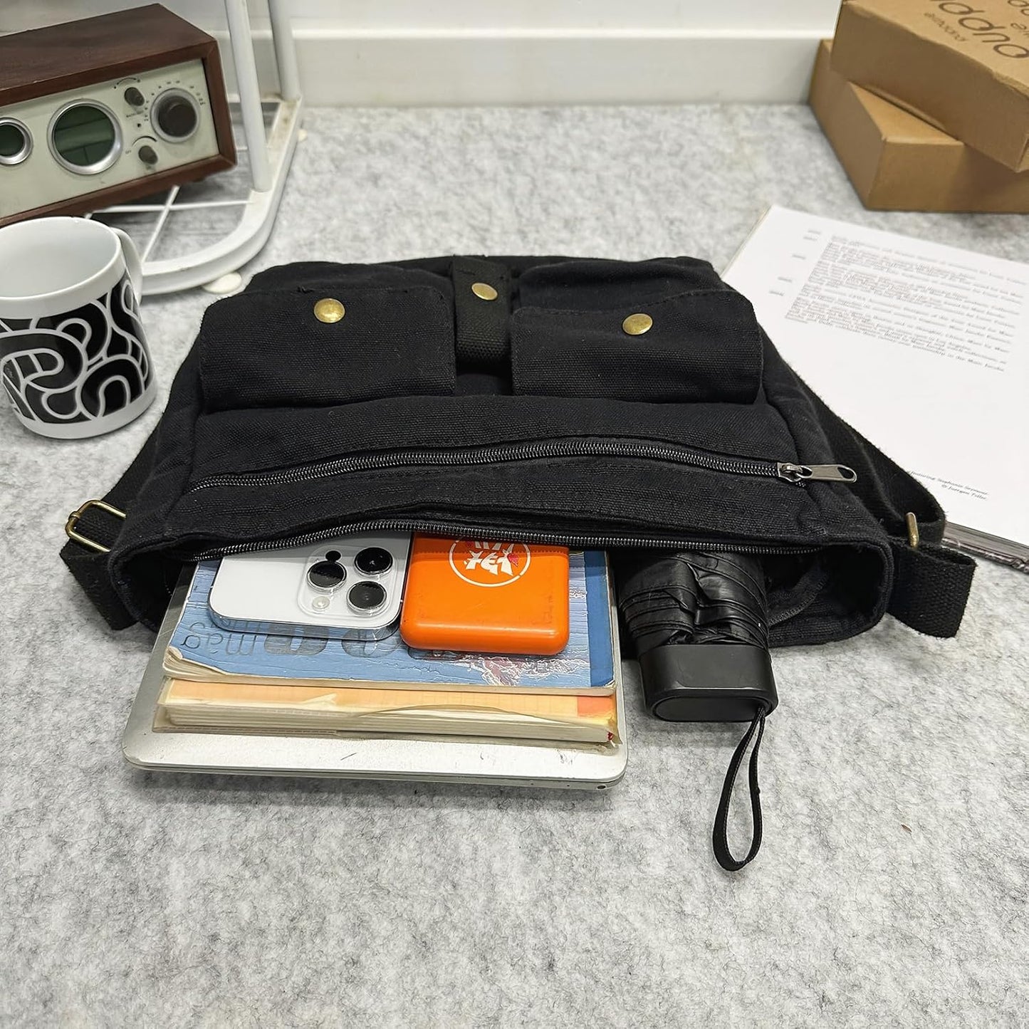 School Vintage Canvas Messenger Bag for Men Crossbody Shoulder Bag Satchel