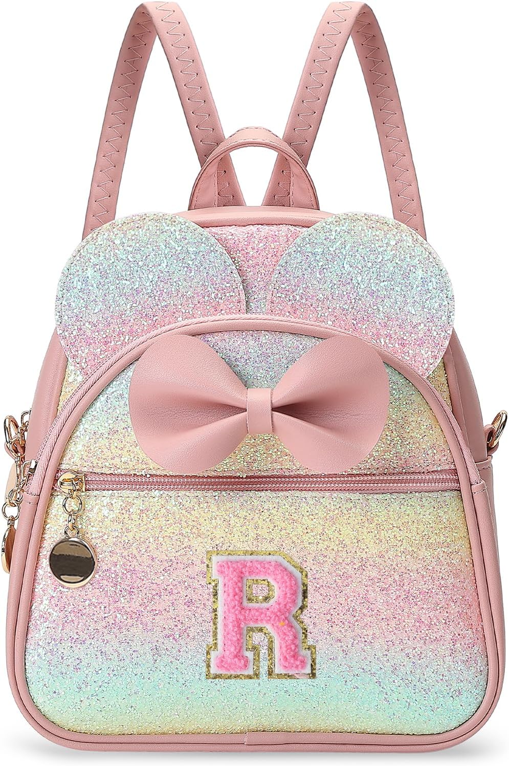 Christmas Birthday Gift for 2 3 4 5 6 7 8 9 10 Year old Girls Personalized Initial Mini Backpack Purse for Toddler Kids-Shine-R