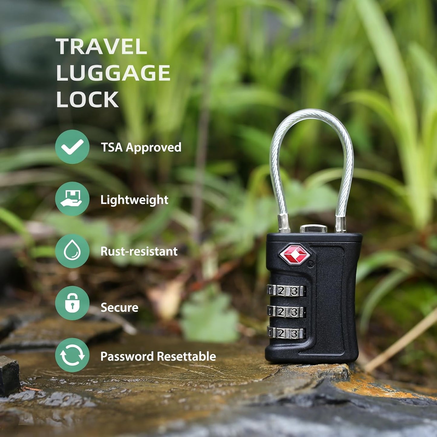 Luggage Locks TSA Approved 2 Pack, Small Padlock Combination, TSA Locks for Luggage, Travel Combo