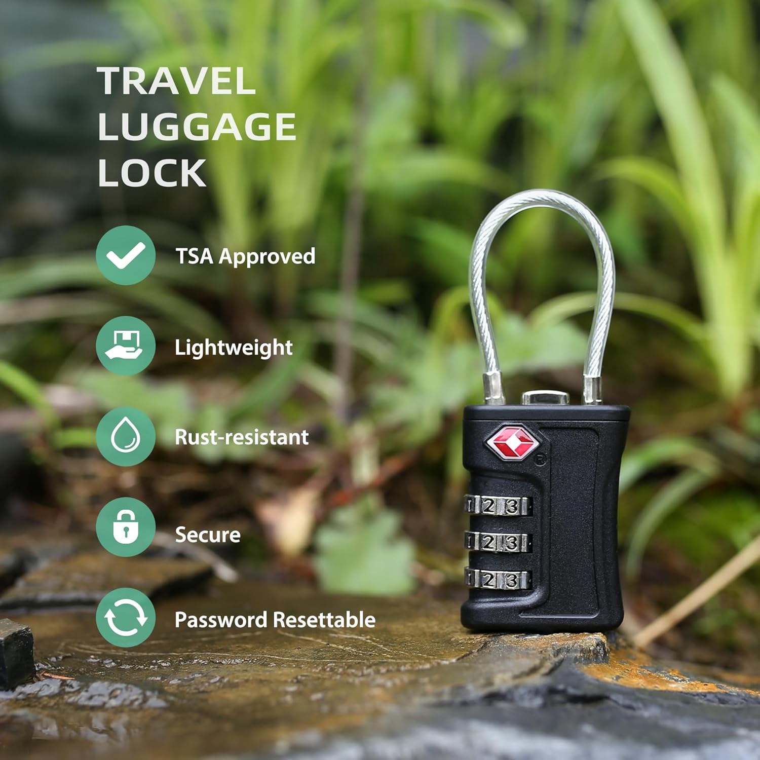 Luggage Locks TSA Approved 2 Pack, Small Padlock Combination, TSA Locks for Luggage, Travel Combo
