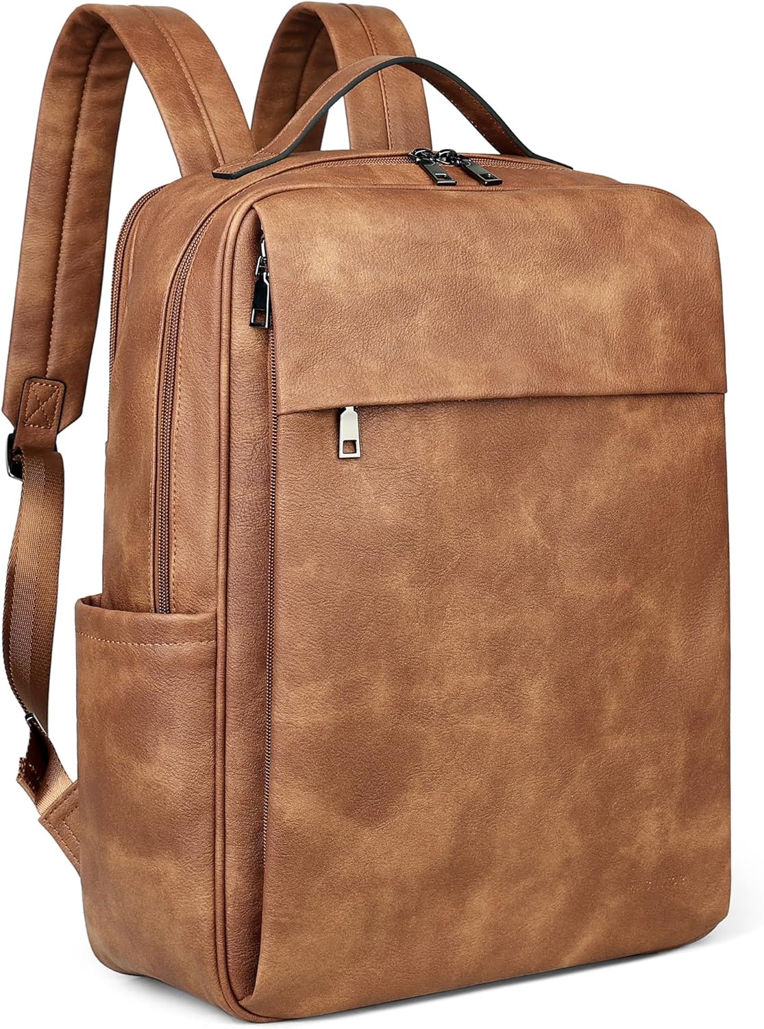 MASINTOR 15.6 inch PU Leather Laptop Backpack Purse for Women, Large College Casual Backpack Travel