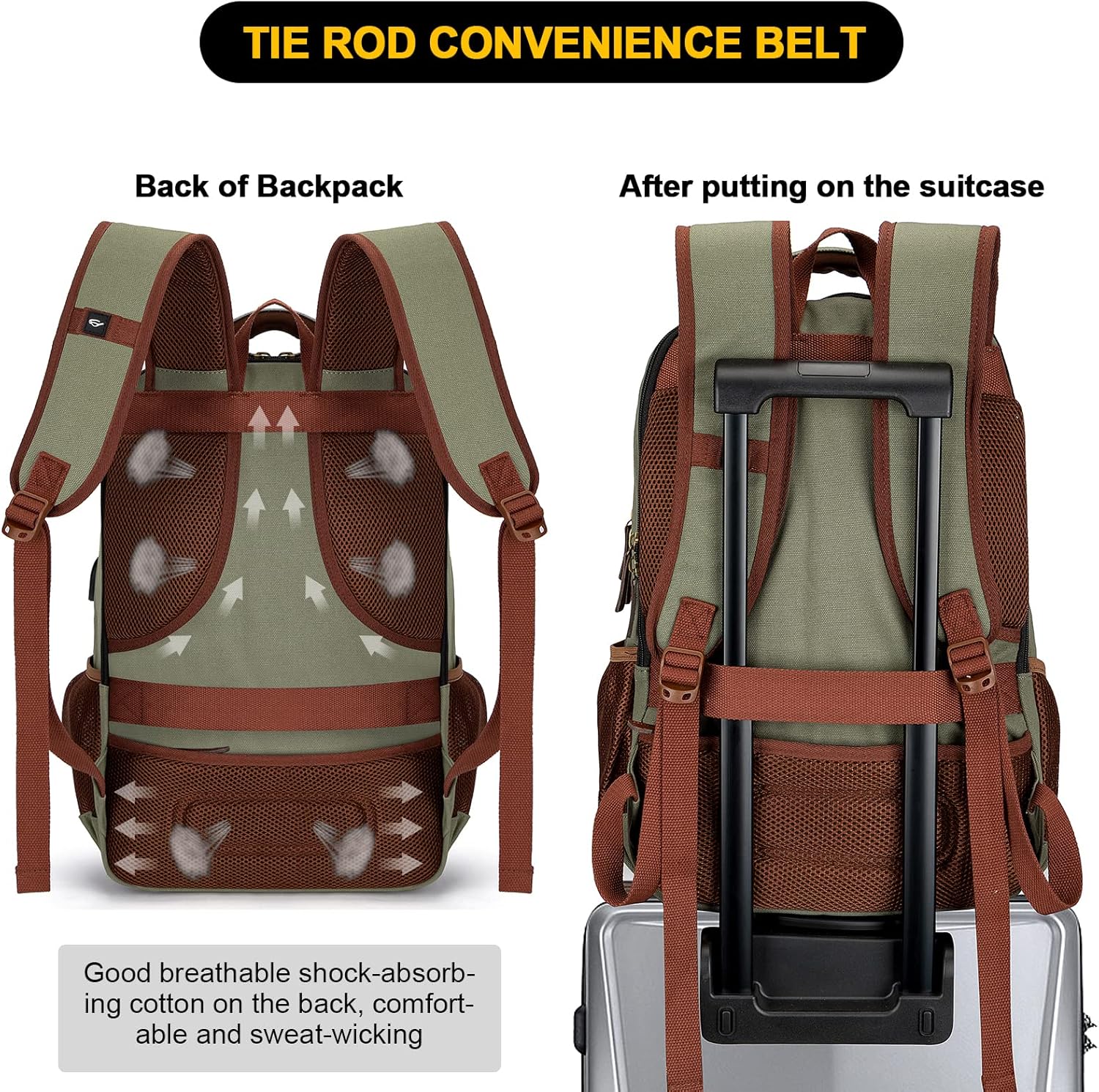 Tzowla Canvas Laptop Backpack, Bag for Men Women,Travel Work Rucksack Fits 15.6 Inch Laptop