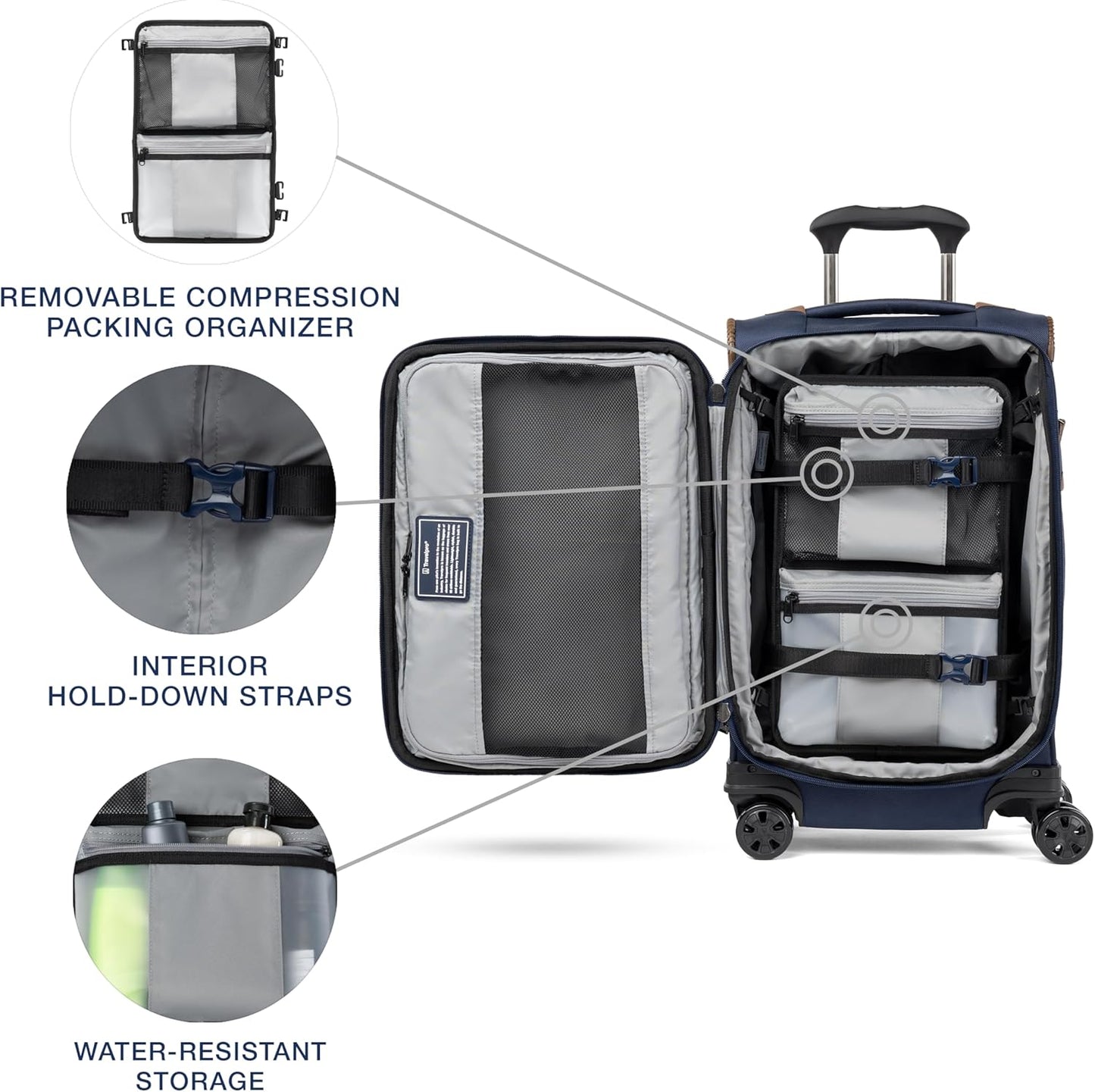 Travelpro Crew Classic Lightweight Softside Expandable Carry on Luggage, 8 Wheel Spinner Suitcase, Men and Women, Carry On 21-Inch, Patriot Blue
