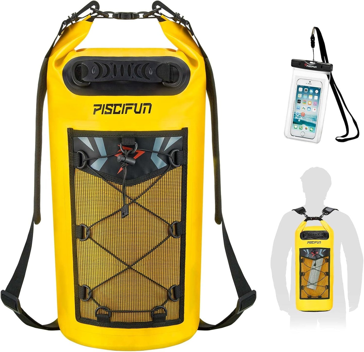 Piscifun Dry Bag, Waterproof Floating Backpack 10L/20L/30L/40L with Waterproof Phone Case for Boating, Kayaking, Fishing