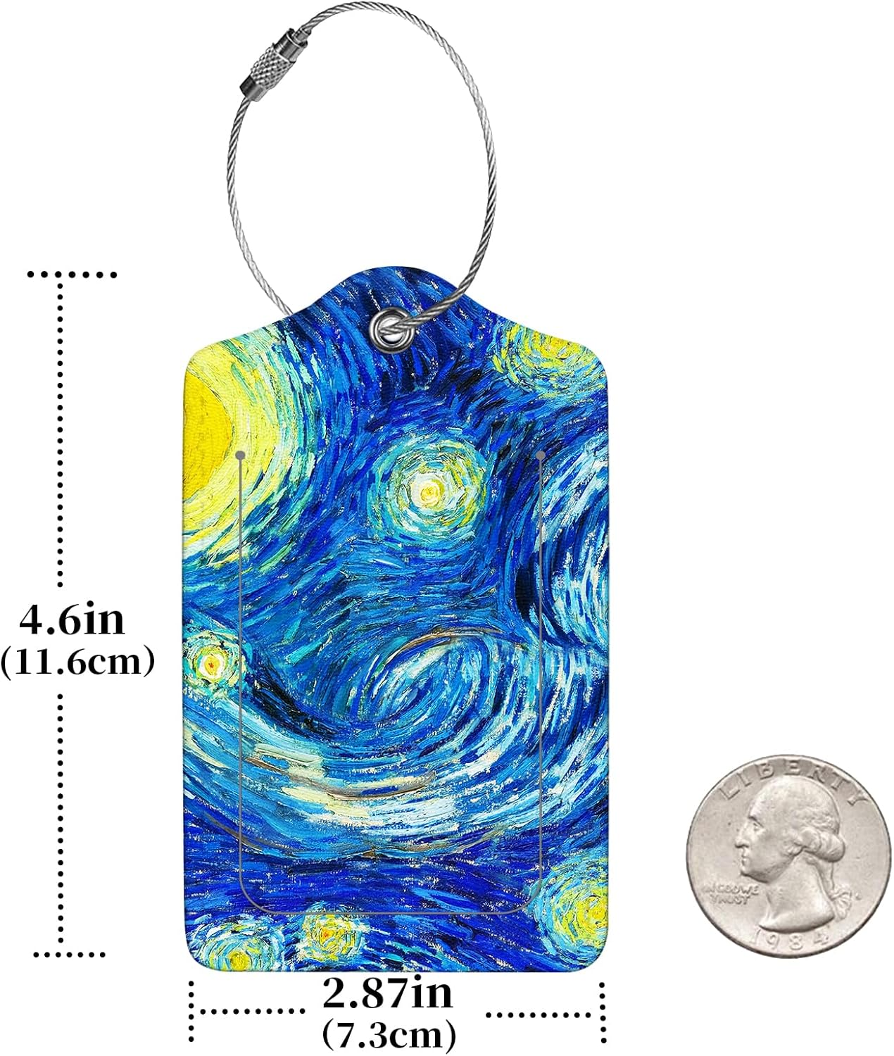 2 Pcs Luggage Tags for Suitcase, Cute Unique PU Leather Travel Bag Tag with Privacy Cover ID Label Address Card and Durable Metal Ring Suitable for Men Women Children Backpack,Starry Sky