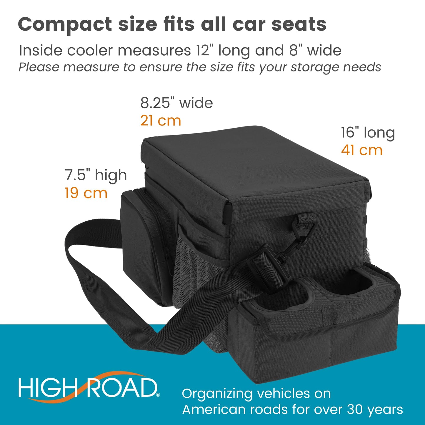 CarHop Car Organizer, Car Snack Organizer with Cup Holder, Tray and Cooler
