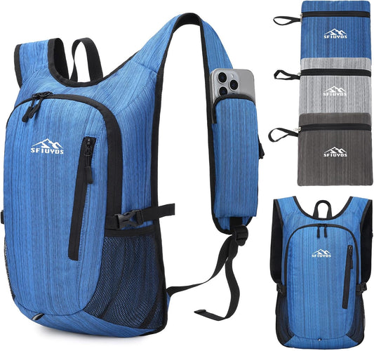 Small Hiking Daypack,15L Waterproof Hiking Backpack Packable Lightweight Travel Day Pack for Women Men (Oxford Blue)