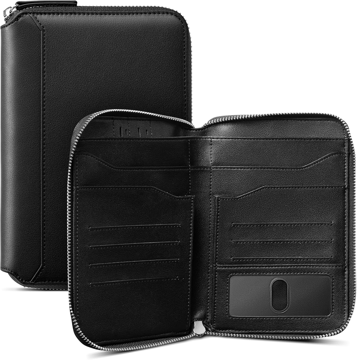 VULKIT Leather Passport Holder for 4-8 Passports Family RFID Blocking Passport Wallet with Zipper
