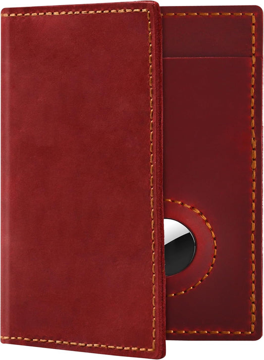 Passport Holder for Travel, Airtag Genuine Leather Passport Holder, Passport Cover Wallet Case for Women Men, Travel Essentials Gift,Red