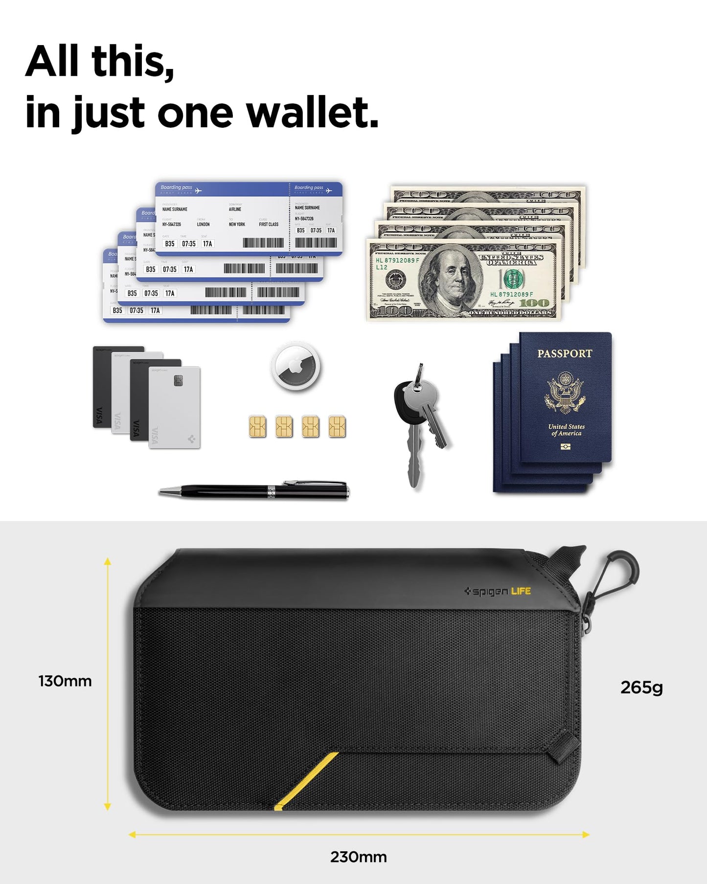 Spigen Life Passport Holder, RFID Blocking, for Family
