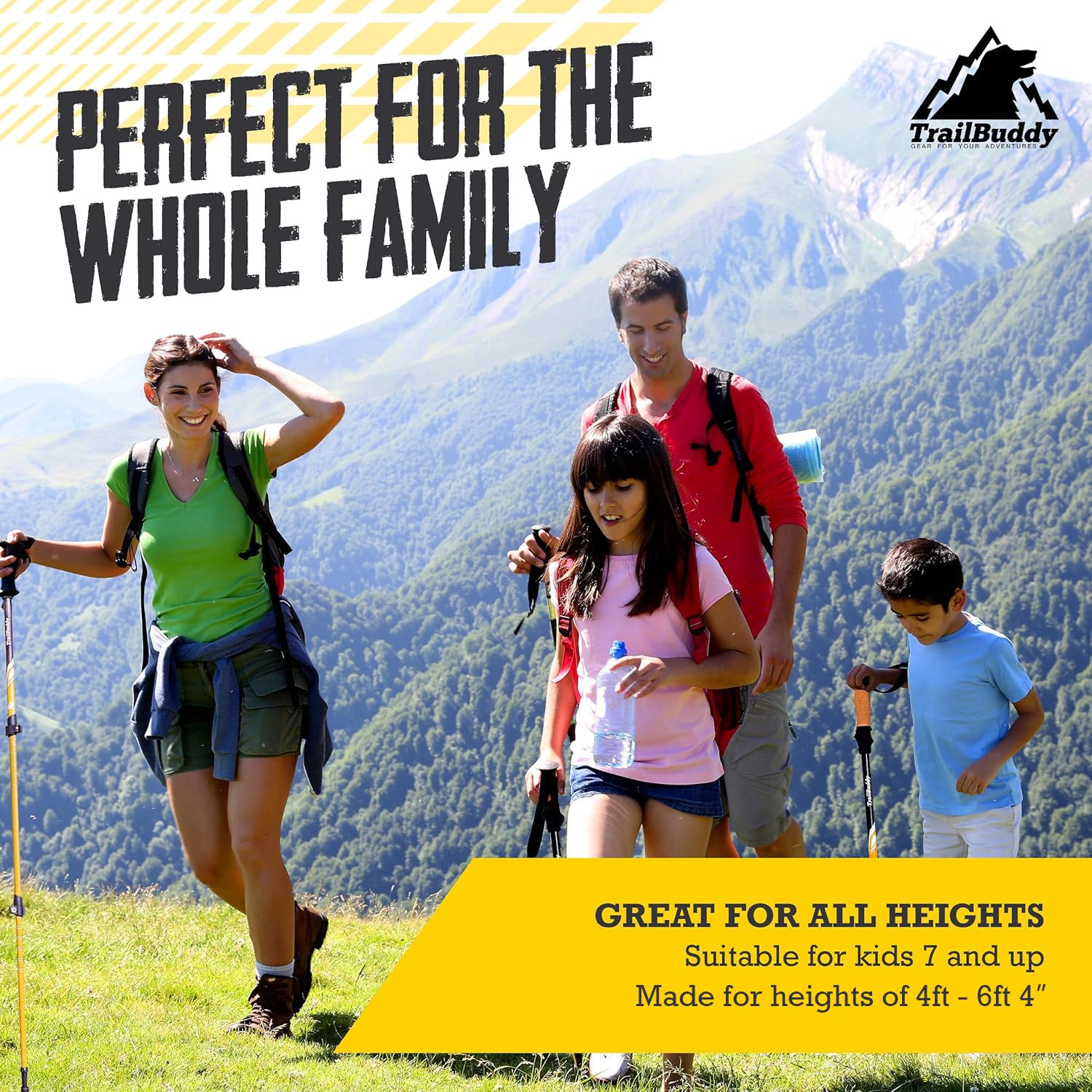 TrailBuddy Trekking Poles – Lightweight 7075 Aluminum Hiking Poles for Women, Men & Seniors