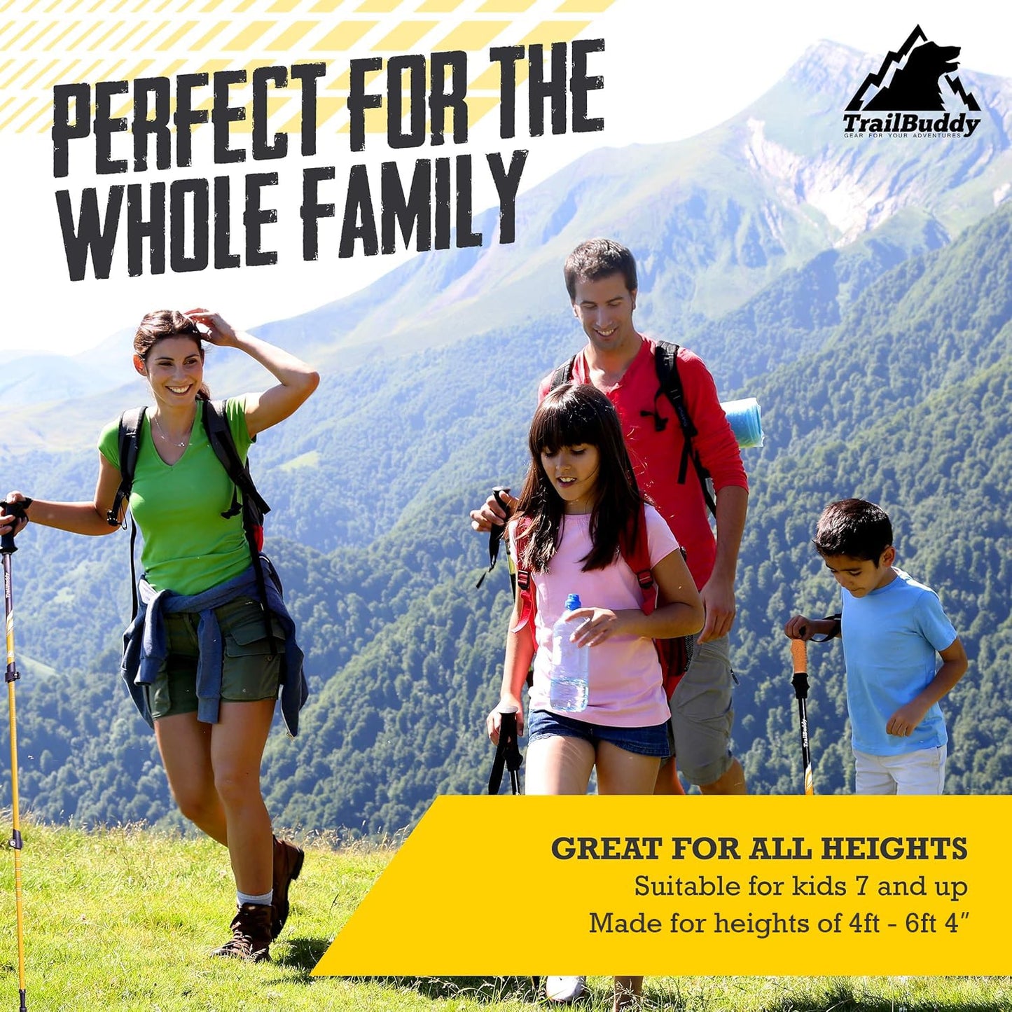 TrailBuddy Trekking Poles – Lightweight 7075 Aluminum Hiking Poles for Women, Men & Seniors