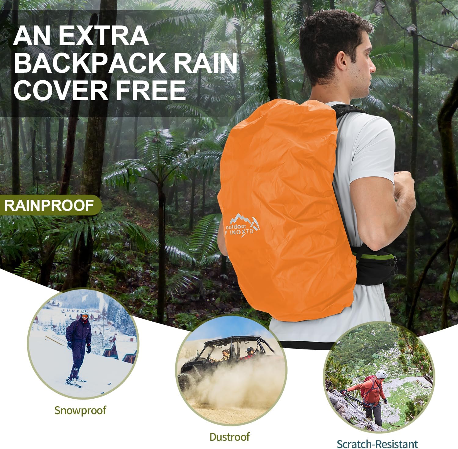 Hiking Backpack, Waterproof Hiking Daypack with 3L Water Bladder and Rain Cover, Lightweight Travel