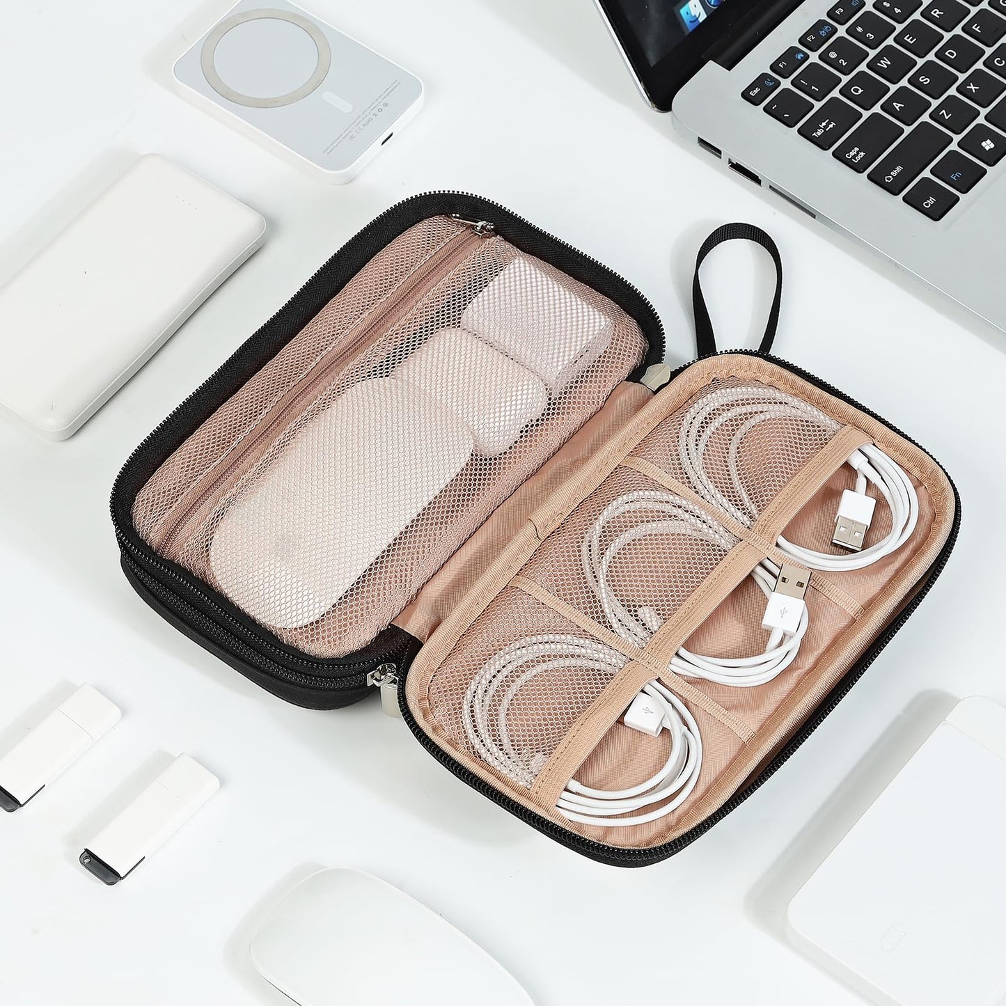 NISHEL Travel Cord Organizer Case, Double Layers Tech Electronic Bag, Essentials for Charger