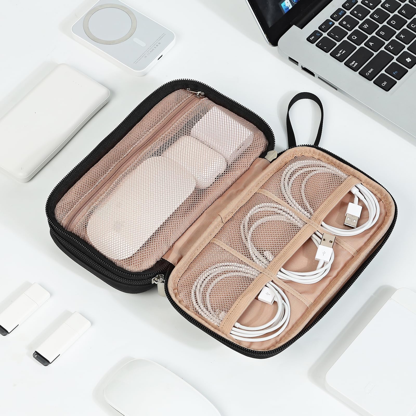 NISHEL Travel Cord Organizer Case, Double Layers Tech Electronic Bag, Essentials for Charger