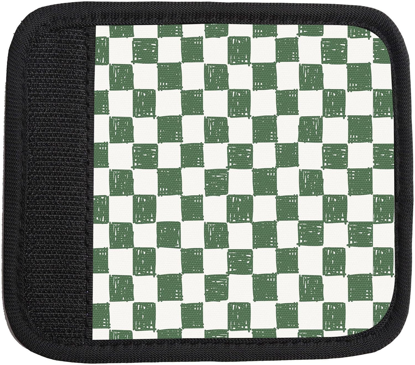 2 Pack Luggage Handle Wrap Travel Tags - Set of Luggage Tags for Suitcases, Identifiers, Marker, and Handle Covers - Cruise Accessories and Travel Gifts（Green Checkerboard