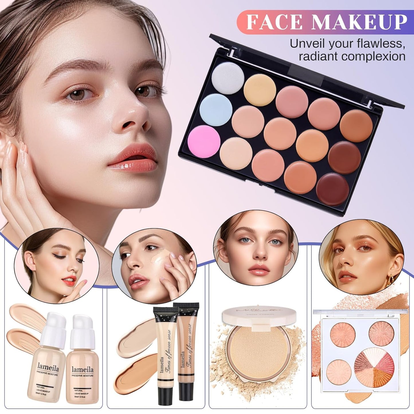 All in One Makeup Kit, Make Up Gift Set for Women, Makeup Kit for Women Full Kit, Includes