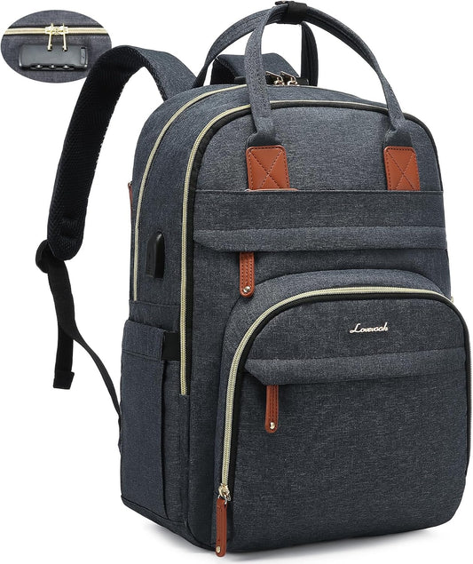 LOVEVOOK Laptop Backpack Purse for Women & Men, Unisex Large Capacity 17 Inch Travel Anti-theft Bag, Work Computer Business Backpack, Casual Hiking Daypack with Lock, Dark Grey
