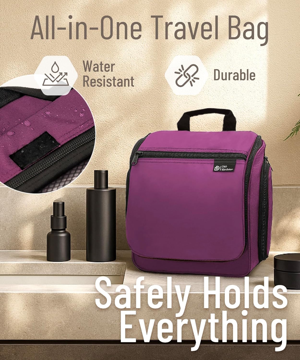 DD D&D Wanderlust D&D Hanging Travel Toiletry Bag for Men and Women – Cosmetics, Makeup and Toiletries Organizer Kit with 10 Compartments