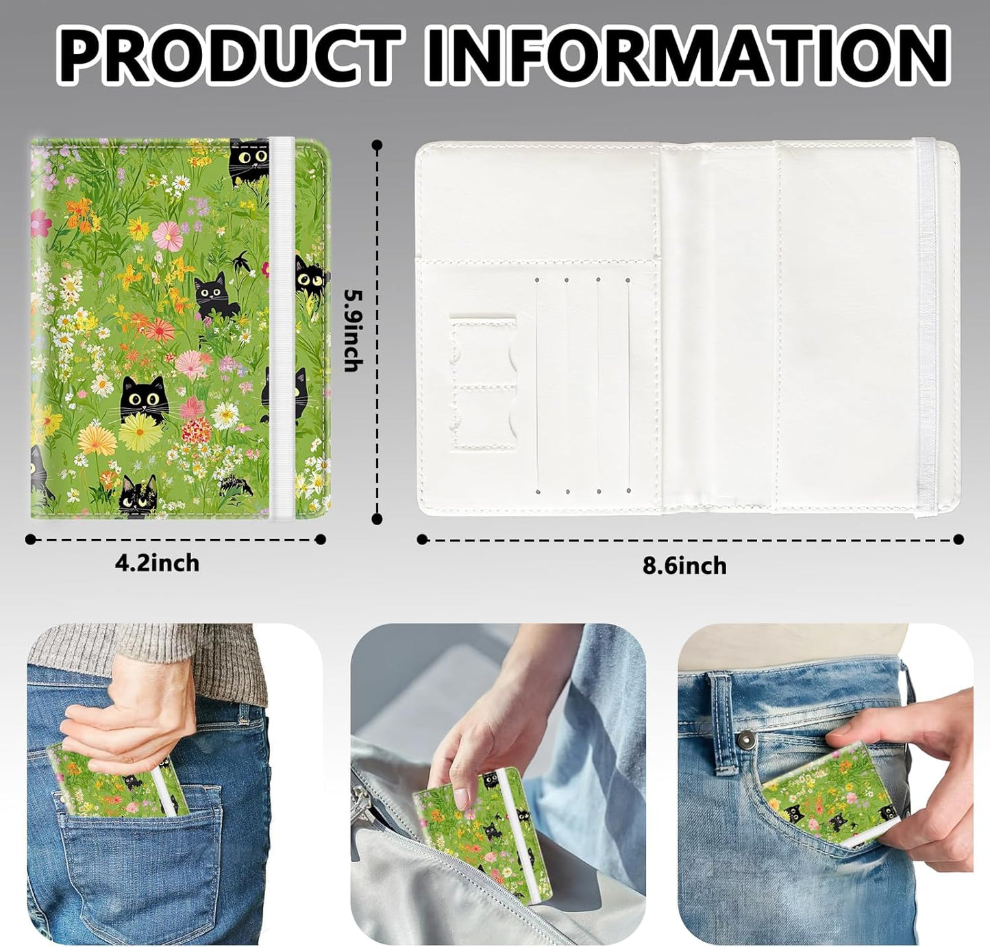 Passport Holder for Travel, Cute Passport Cover for Women Men, Waterproof PU Leather Rfid Blocking Passport Wallet with Credit Card Case for Travel Family, Boys Girls Travel Essentials