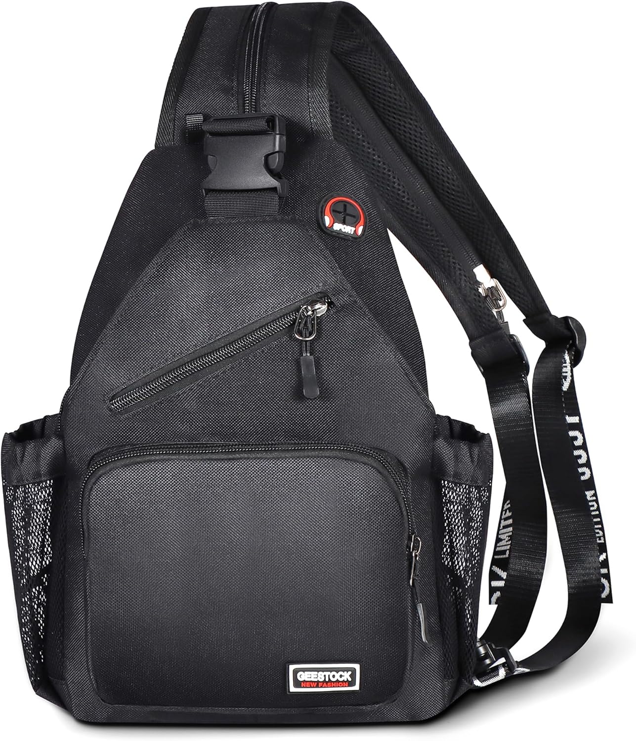 Sling Bag for Women Man, Convertible Sling Backpack with Convertible Shoulder Strap Casual Backpack Daypack for Travel, Hiking and Daily Commute, (Black, Large)