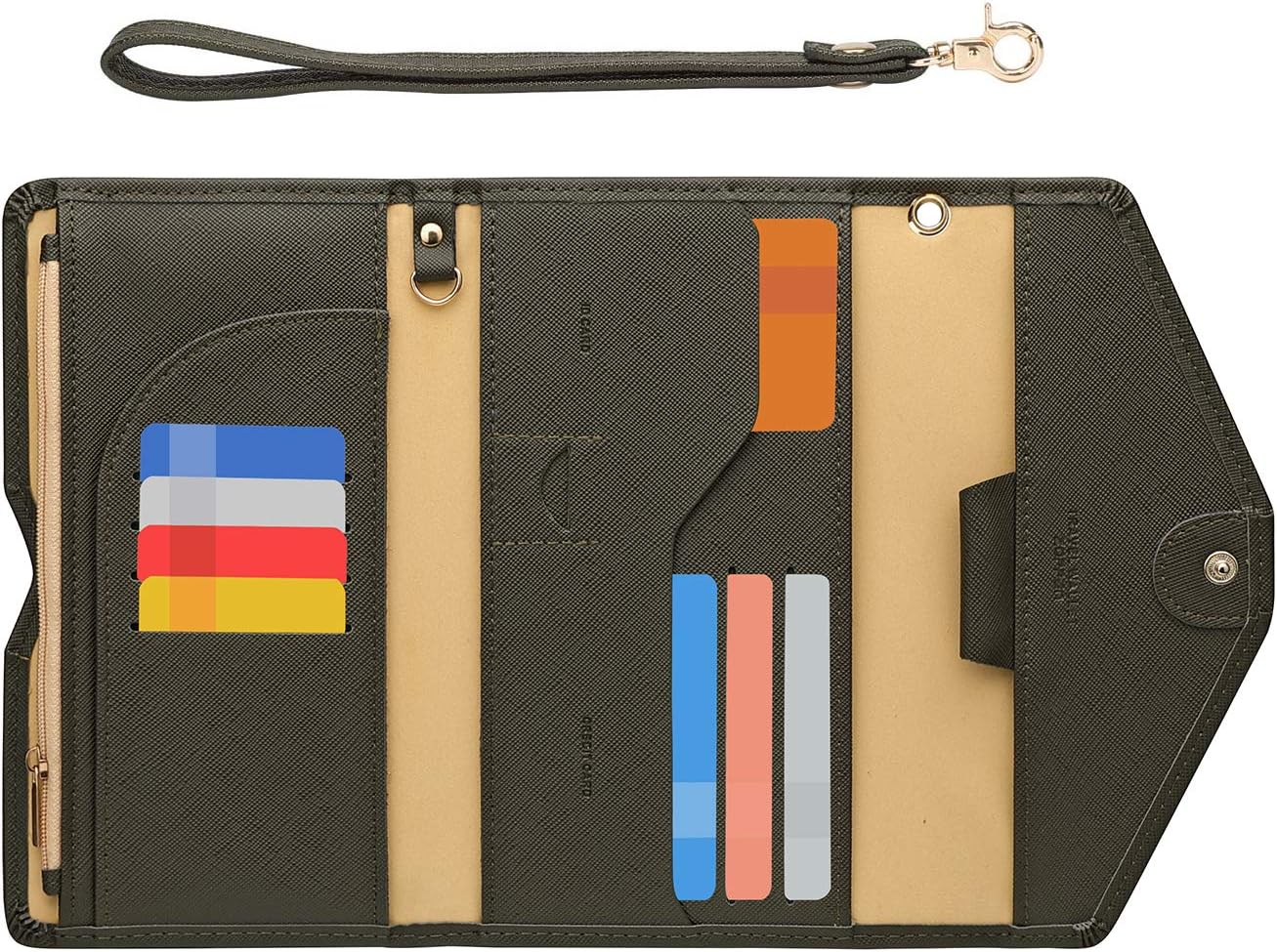 ZOPPEN Passport Holder Women Travel Wallet (Ver.5) for Women Rfid Blocking Passport Cover Case Document Organizer Wrist Strap