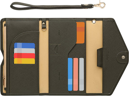 ZOPPEN Passport Holder Women Travel Wallet (Ver.5) for Women Rfid Blocking Passport Cover Case Document Organizer Wrist Strap