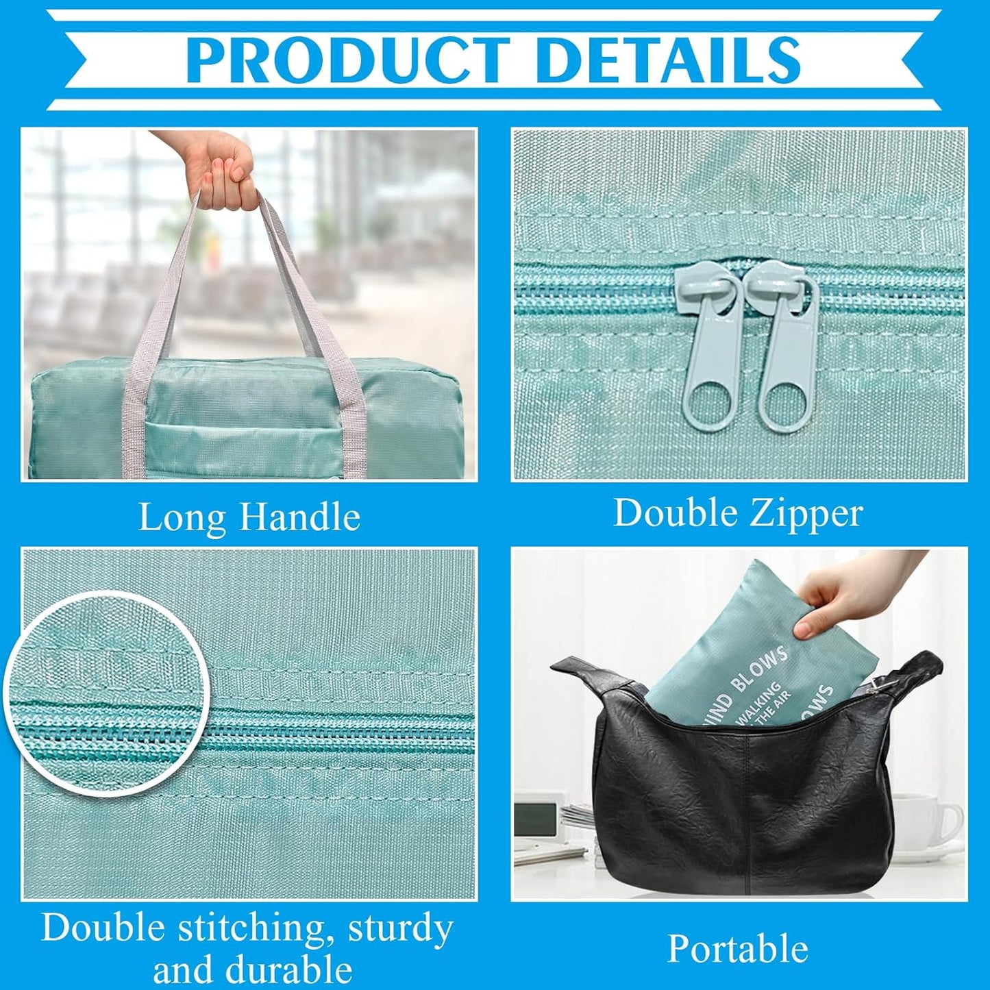 Foldable Travel Duffel Bag 2PCS Tote Carry on Luggage Bag Spirit Airlines Personal item Sports Gym