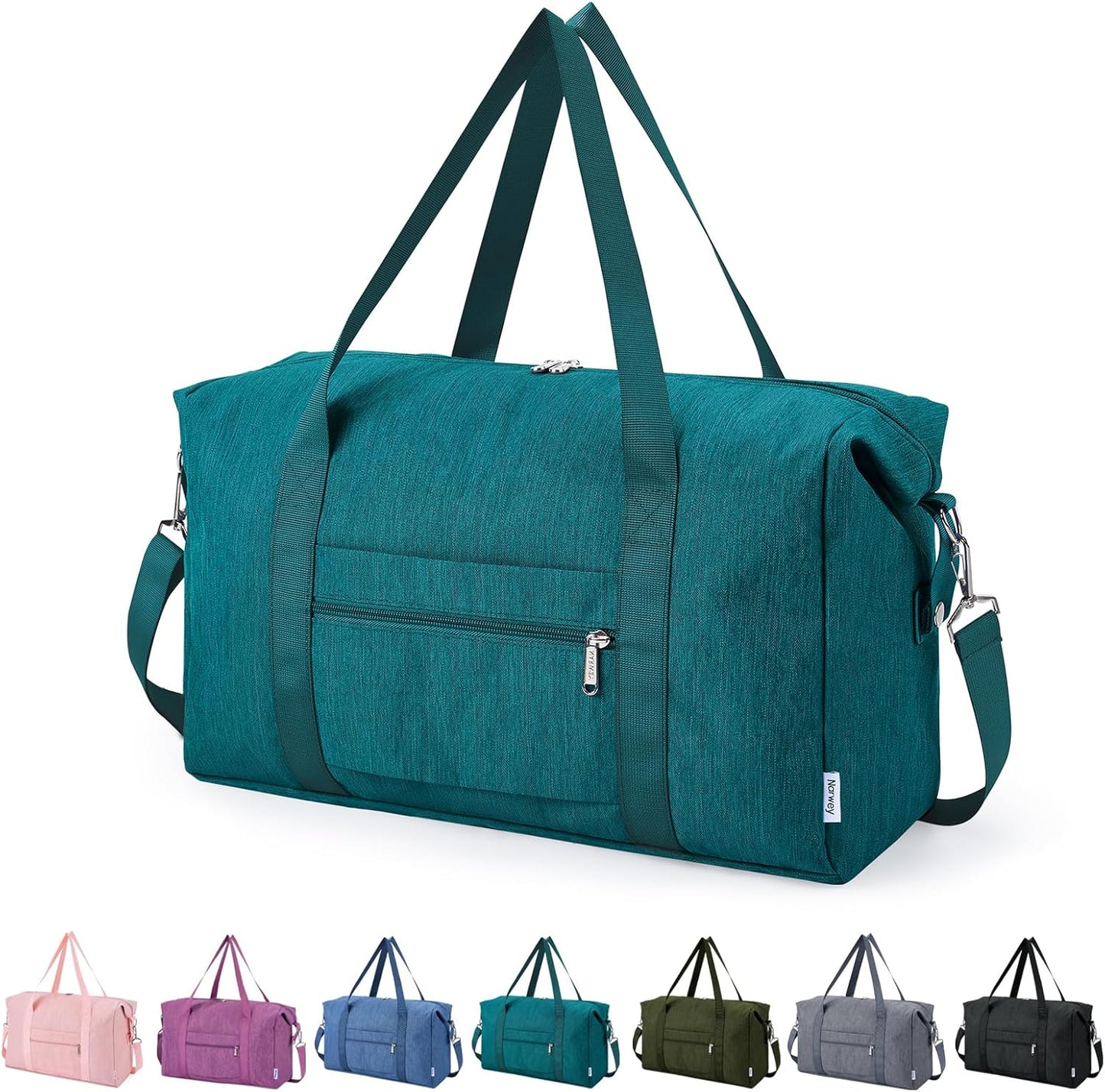 Narwey For Spirit Airlines Personal Item Bag 18x14x8 Foldable Duffle Bag for Travel Packable Duffel Bag for Traveling Carry on Bag for Airplanes Underseat Overnight for Women and Men (Teal)