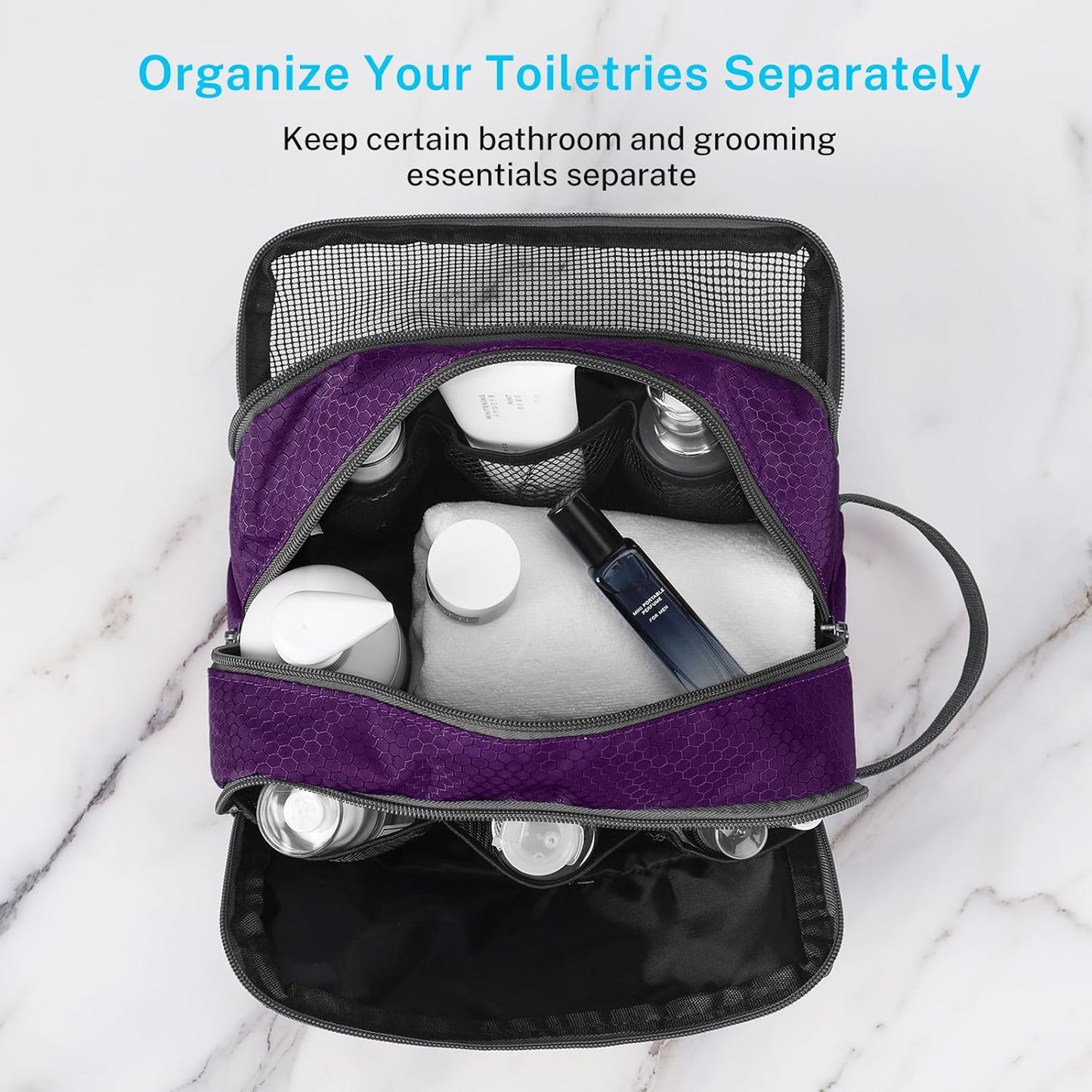 Gonex Travel Toiletry Bag Nylon, Shaving Bag Toiletry Organizer Deep Purple
