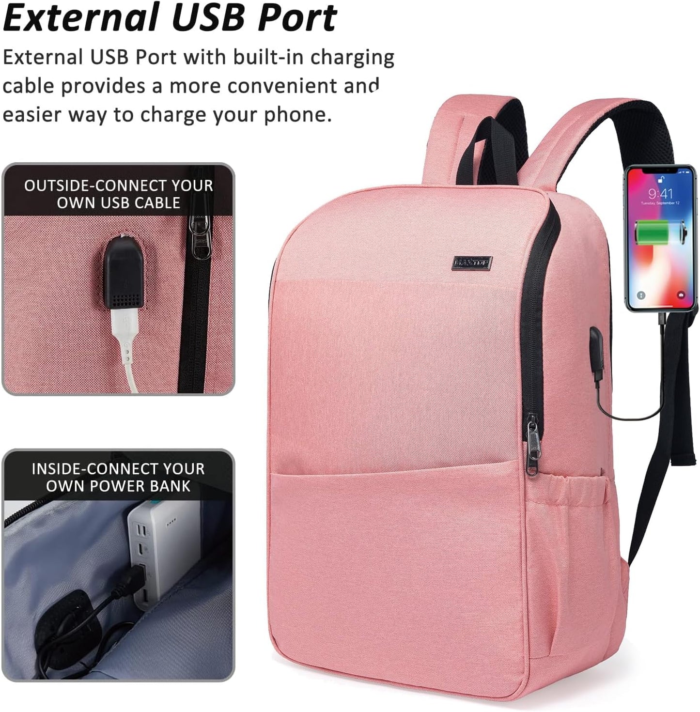 MAXTOP Deep Storage Laptop Backpack with USB Charging Port[Water Resistant] College Computer Bookbag Fits 16 Inch Laptop