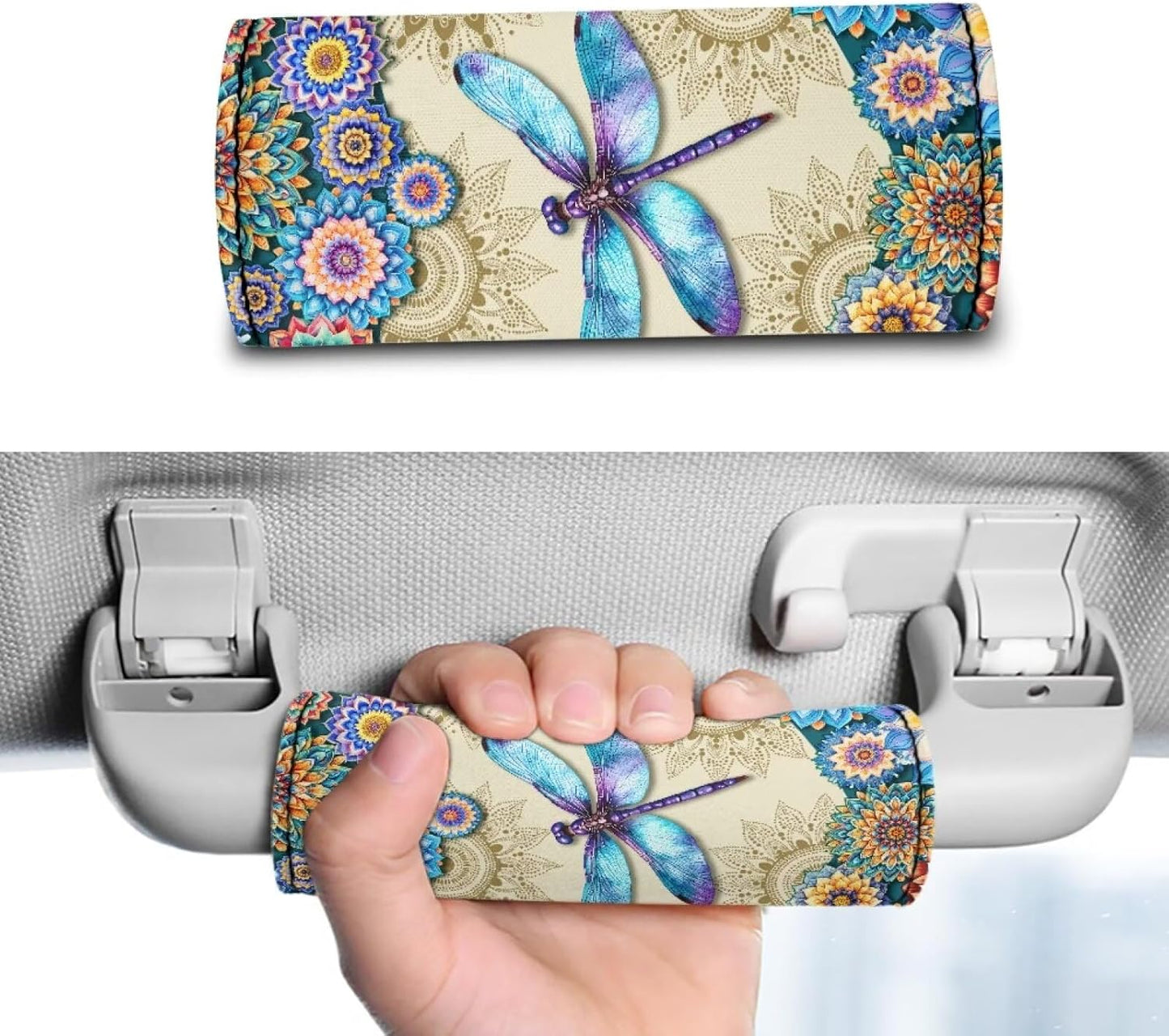 Dragonfly Luggage Handle Wrap Protection Cover Set of 2 Pcs Mandala Luggage Identifier for Suitcase Neoprene Door Handle Protection Sleeve Cover