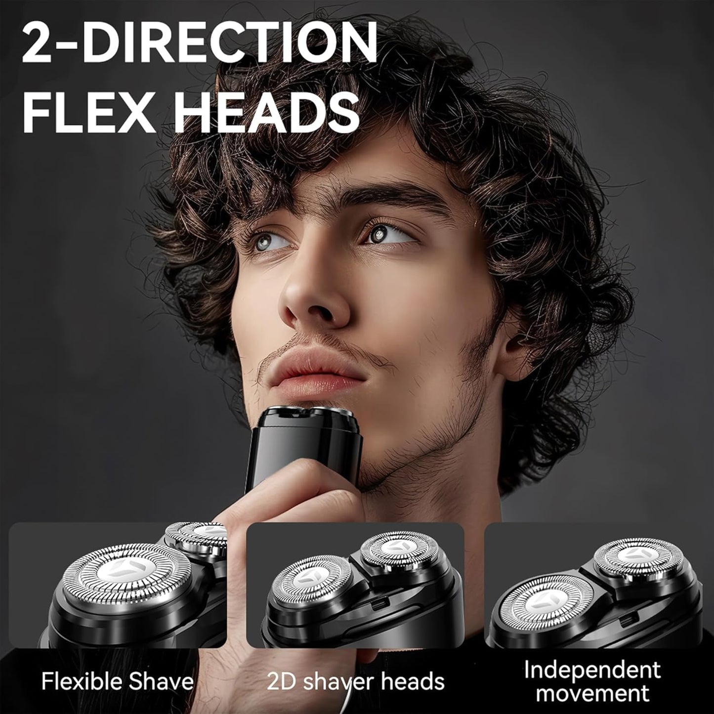 Electric Razor for Men, Mens Electric Shaver for Face, Hidden Blade, Type-C, Ipx7 Waterproof, Portable Rotary Close Shavers for Travel, Black, K8