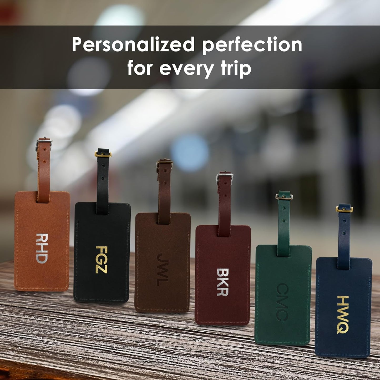 Personalized Leather Luggage Tag – Custom Engraved Monogrammed Travel Bag Tag, Handmade Premium Leather with Secure Strap, Durable Travel Accessory Gift for Men Women Travelers – Made in USA