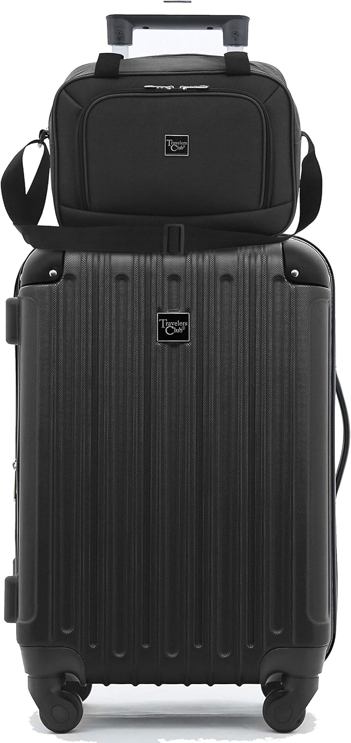 Travelers Club Midtown Hardside Luggage Travel, Black, 4-Piece Set