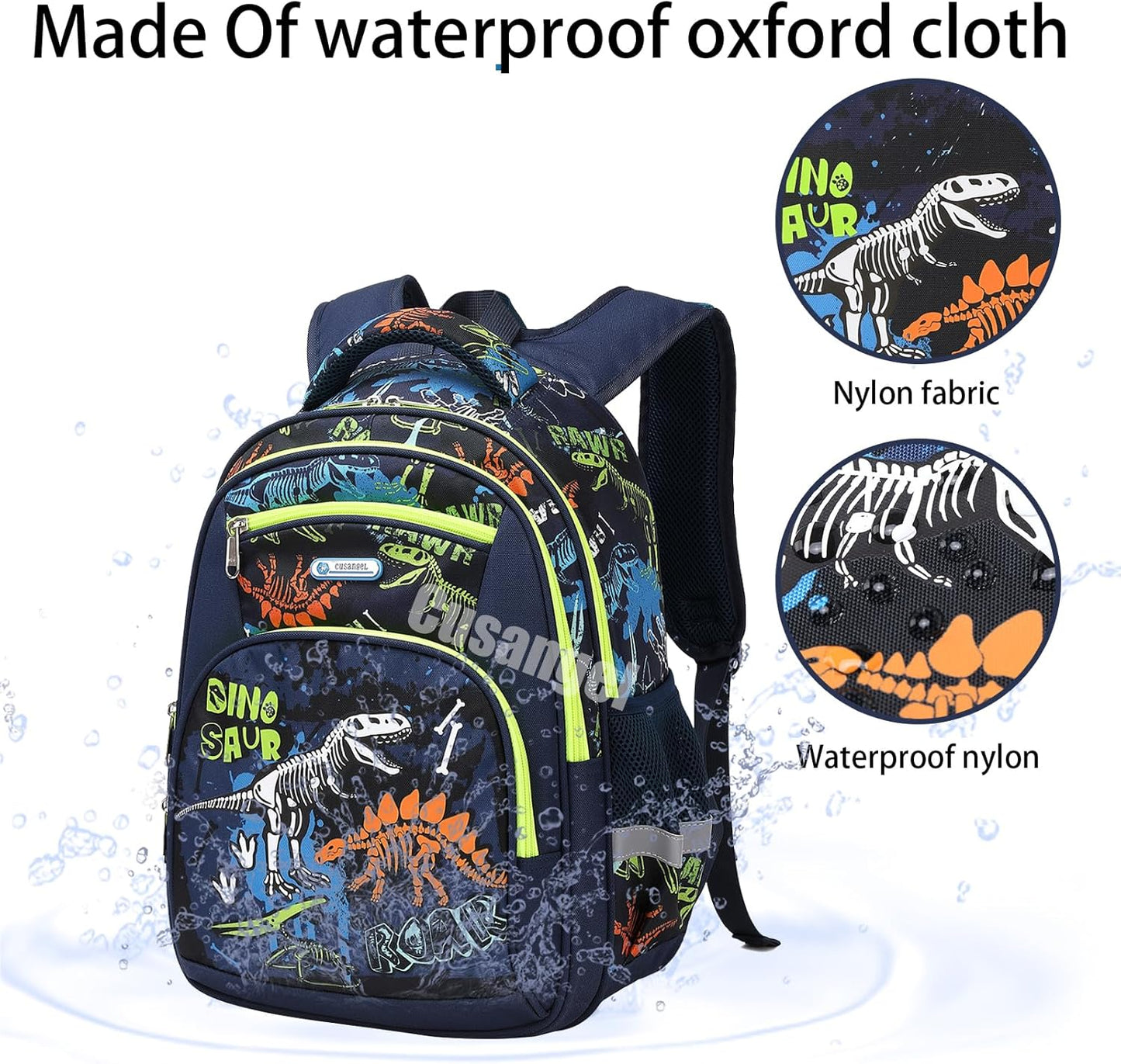 Cusangel Backpack for Boys Girls School Bookbags,Kindergarten Elementary Middle School Lightweight Waterproof Multifunctional Large Capacity for Backpack (17inch Luminous dinosaur)