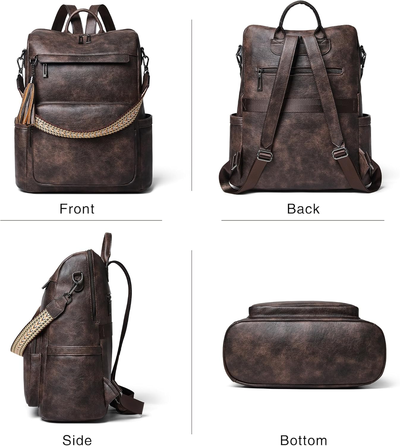 Shrrie Vegan Leather Laptop Backpack for Women 15.6 inch Work Backpack Fashion Travel Backpack