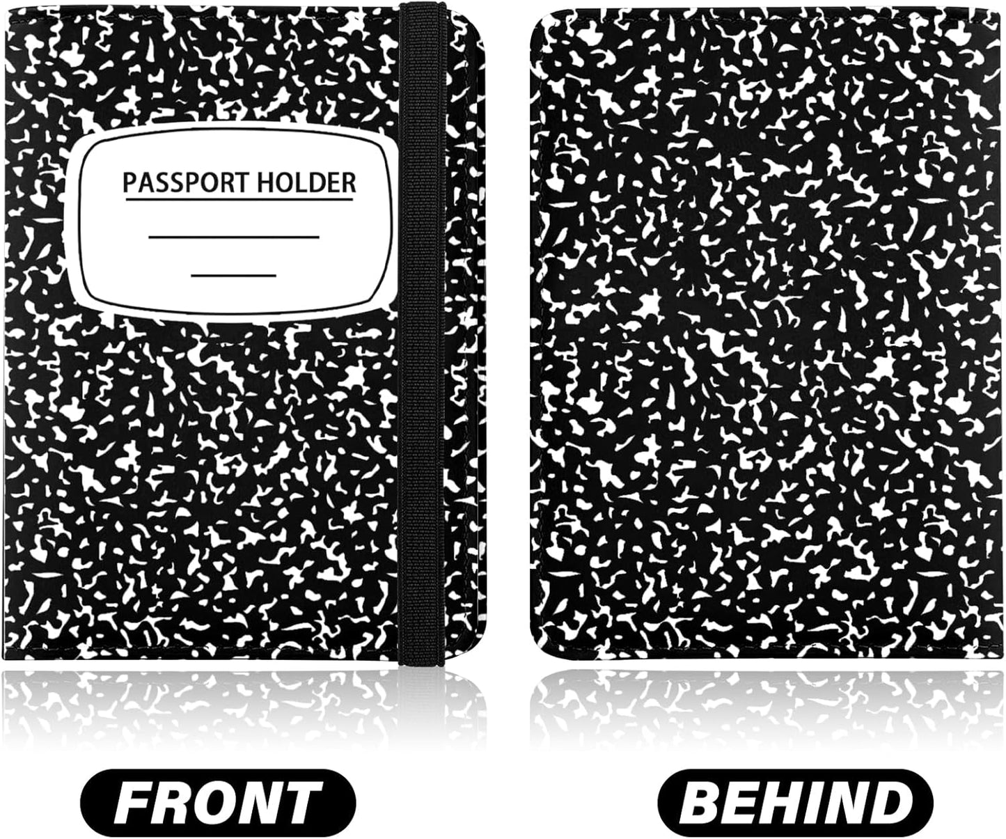 Cute Passport Holder and Holder Combo Passport Cover with Compatible Wallet Credit Card Protector RFID Blocking Women Men (Black)