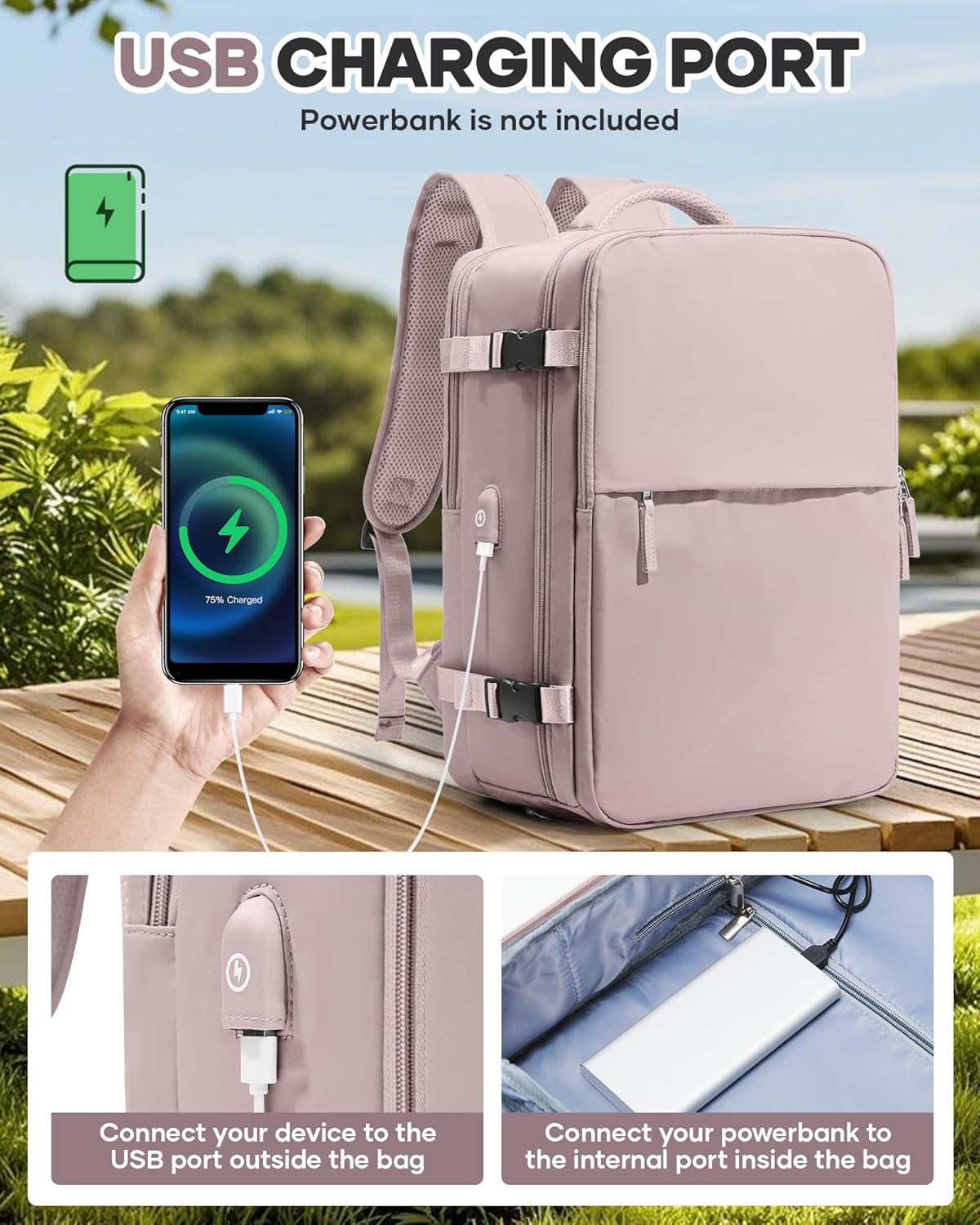 Vacuum Seal Travel Backpack with Air Pump,Compression Vacpack Waterproof Carry On Backpack for Travel Women Men with Vacuum System,Airlines Approved Daypack Laptop Space Saver Bags,PinkPurple