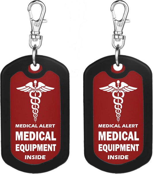 mnmoom Medical Equipment Luggage Tag Medical Alert Zipper Pull Bag Tag (2X Red)
