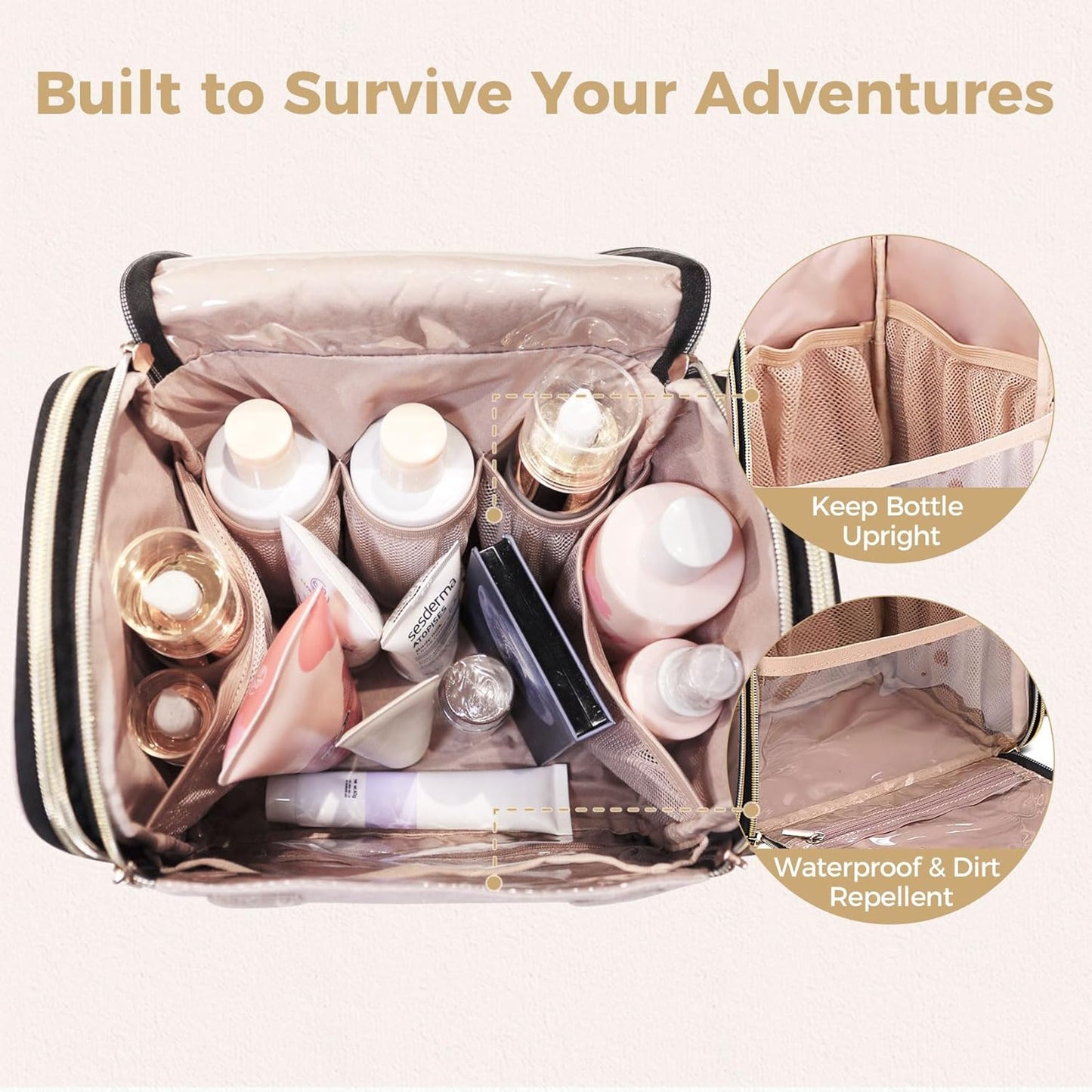 Hanging Toiletry Bag & Makeup Bag for Women with Jewelry Organizer - TSA Approved Large Capacity