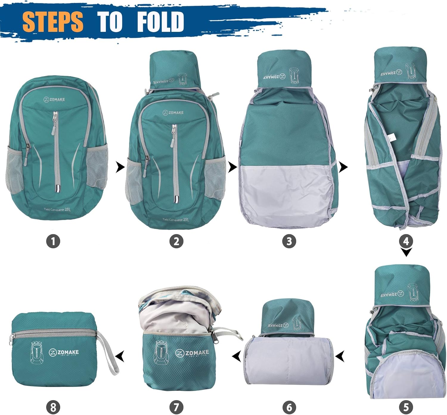 ZOMAKE Ultra Lightweight Packable Backpack 25L, Foldable Hiking Backpacks Water Resistant Small