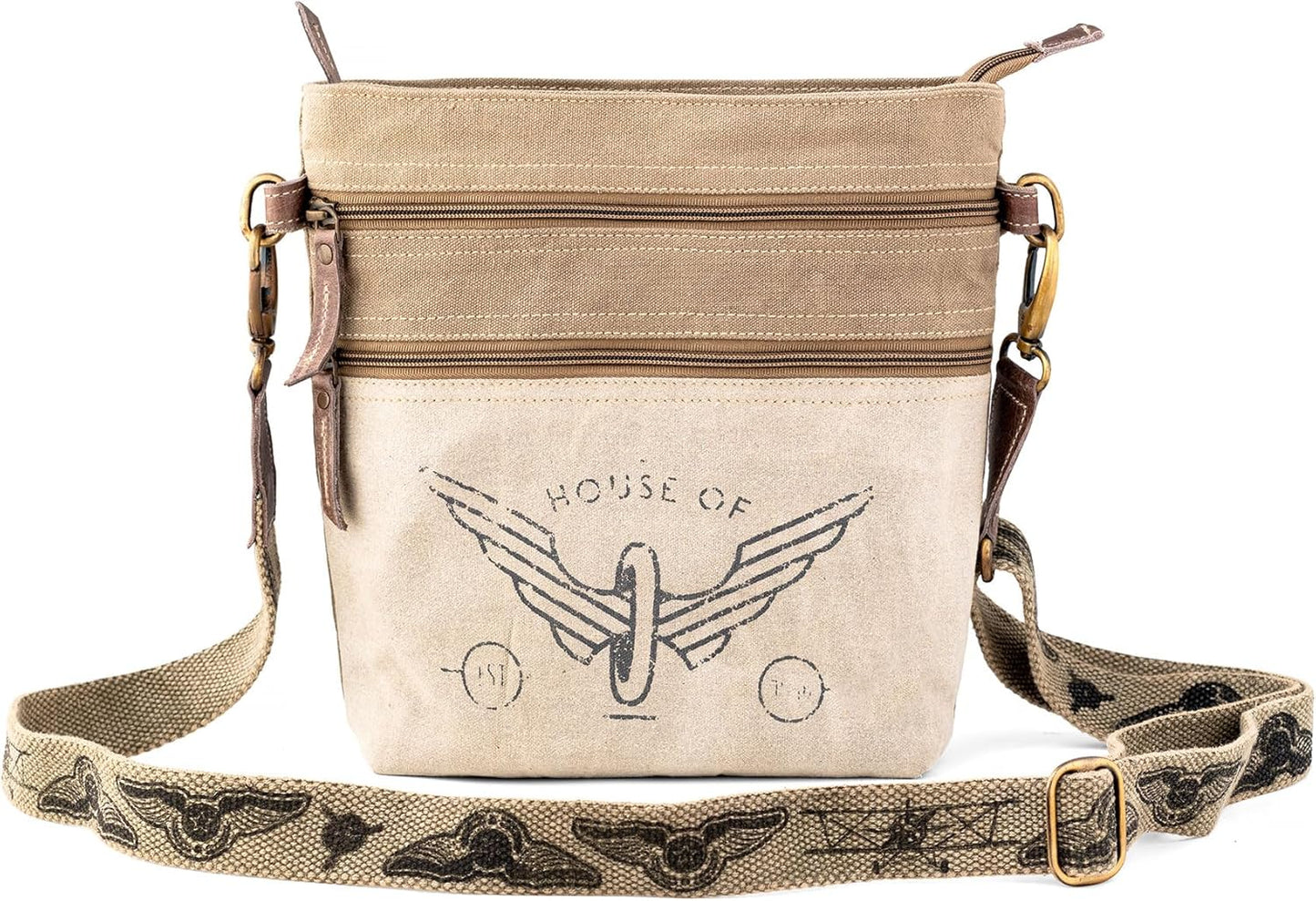 3B SHOUZO Messenger and Shoulder Bag - Upcycled Vintage Canvas & Leather
