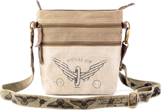 3B SHOUZO Messenger and Shoulder Bag - Upcycled Vintage Canvas & Leather