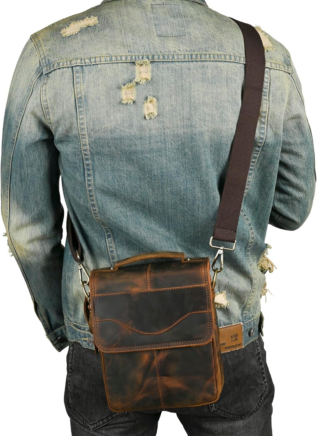 Canvas + Genuine Leather Travel A4 Tote Satchel Messenger Cross-body One Shoulder Bag For Men Male FB144