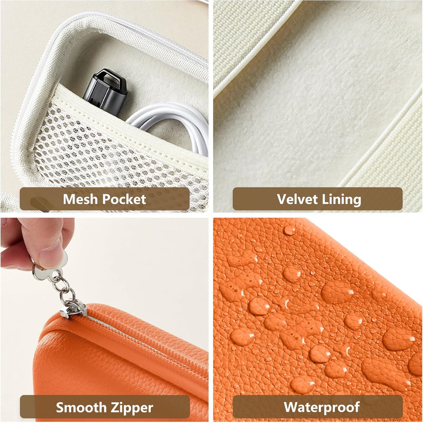 Digital Camera Case for CAMKORY, KODAK PIXPRO FZ45/FZ55, Canon IXUS 285 HS, Lecran, Small Travel Compact Camera Holder with Mesh Pocket for Accessories SD Card (Orange)