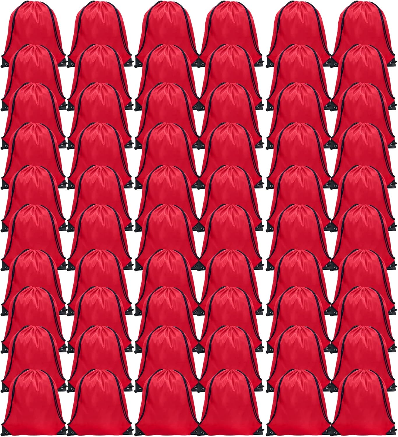 GoodtoU Drawstring Bags Bulk, 60 Pcs Draw String Bags Cinch Bag Drawstring Gym Bag Sackpack Backpack for Women Men, Red