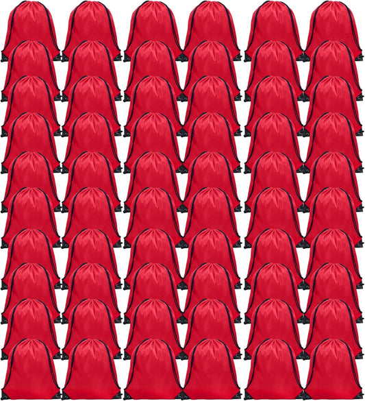 GoodtoU Drawstring Bags Bulk, 60 Pcs Draw String Bags Cinch Bag Drawstring Gym Bag Sackpack Backpack for Women Men, Red